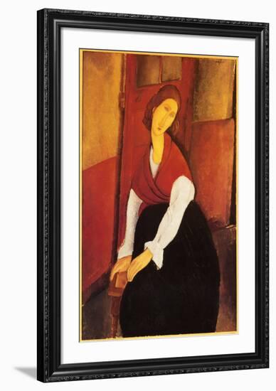 Jeanne Hebuterne with Red Shawl-Amedeo Modigliani-Framed Art Print