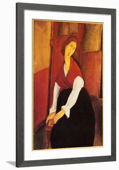 Jeanne Hebuterne with Red Shawl-Amedeo Modigliani-Framed Art Print