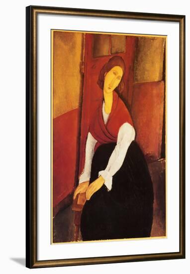 Jeanne Hebuterne with Red Shawl-Amedeo Modigliani-Framed Art Print