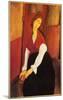 Jeanne Hebuterne with Red Shawl-Amedeo Modigliani-Mounted Art Print