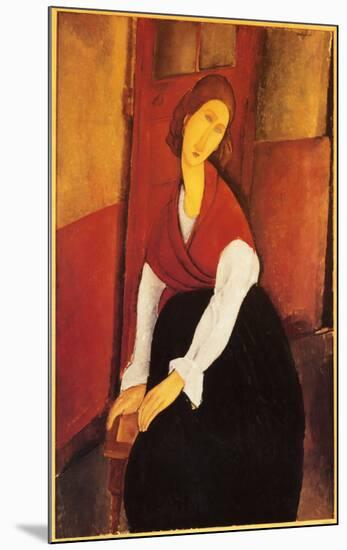 Jeanne Hebuterne with Red Shawl-Amedeo Modigliani-Mounted Art Print