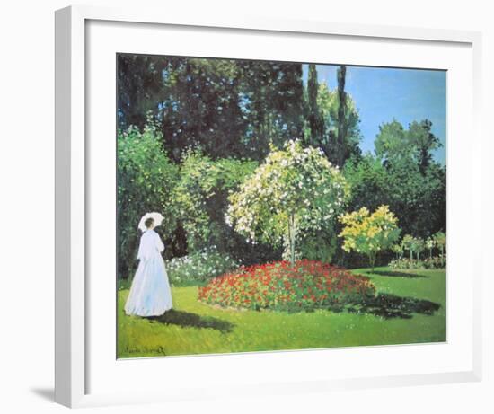 Jeanne Marguerite Lecadre in Her Garden, 1866-Claude Monet-Framed Art Print