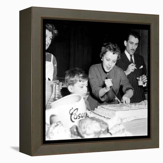 Jeanne Moreau Slicing a Cake-DR-Framed Premier Image Canvas