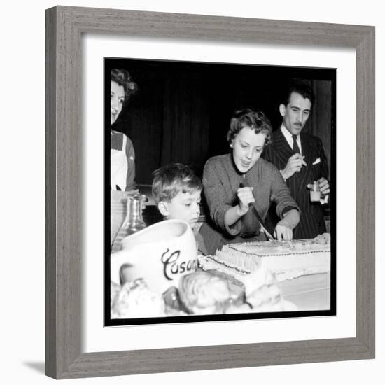 Jeanne Moreau Slicing a Cake-DR-Framed Photographic Print