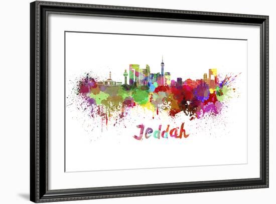 Jeddah Skyline in Watercolor-paulrommer-Framed Art Print