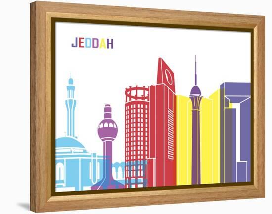 Jeddah Skyline Pop-paulrommer-Framed Stretched Canvas