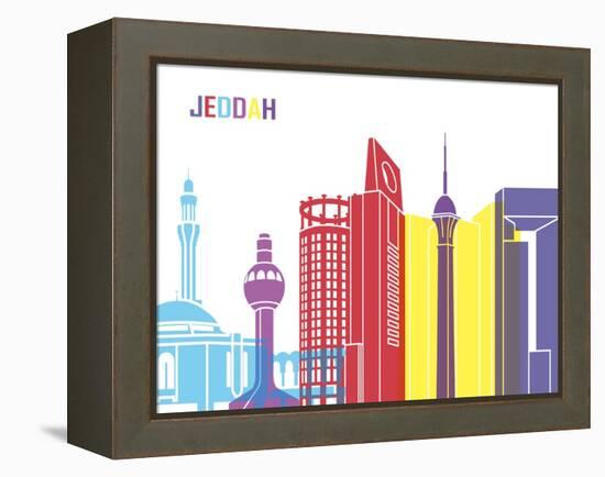 Jeddah Skyline Pop-paulrommer-Framed Stretched Canvas