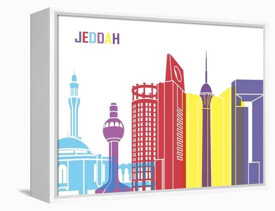 Jeddah Skyline Pop-paulrommer-Framed Stretched Canvas