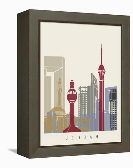 Jeddah Skyline Poster-paulrommer-Framed Stretched Canvas