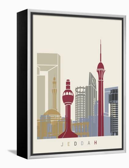 Jeddah Skyline Poster-paulrommer-Framed Stretched Canvas