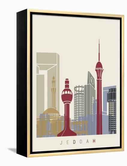 Jeddah Skyline Poster-paulrommer-Framed Stretched Canvas