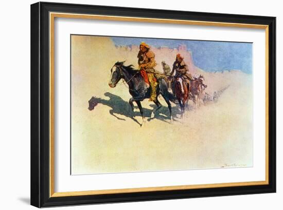 Jedediah Smith Making His Way Across the Desert from Green River to the Spanish Settlement-Frederic Sackrider Remington-Framed Giclee Print