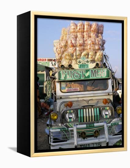 Jeepney, Port of Lucena, Southern Area, Island of Luzon, Philippines, Southeast Asia-Bruno Barbier-Framed Premier Image Canvas