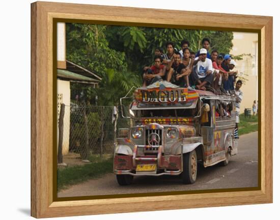 Jeepney Truck with Passengers Crowded on Roof, Coron Town, Busuanga Island, Philippines-Kober Christian-Framed Premier Image Canvas