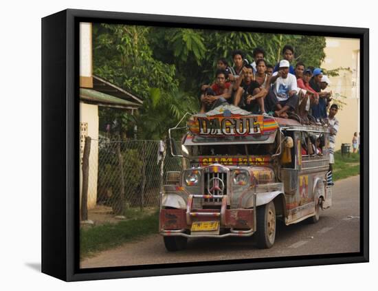 Jeepney Truck with Passengers Crowded on Roof, Coron Town, Busuanga Island, Philippines-Kober Christian-Framed Premier Image Canvas