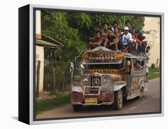 Jeepney Truck with Passengers Crowded on Roof, Coron Town, Busuanga Island, Philippines-Kober Christian-Framed Premier Image Canvas