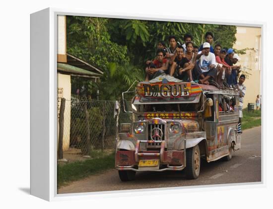 Jeepney Truck with Passengers Crowded on Roof, Coron Town, Busuanga Island, Philippines-Kober Christian-Framed Premier Image Canvas