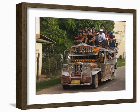 Jeepney Truck with Passengers Crowded on Roof, Coron Town, Busuanga Island, Philippines-Kober Christian-Framed Photographic Print