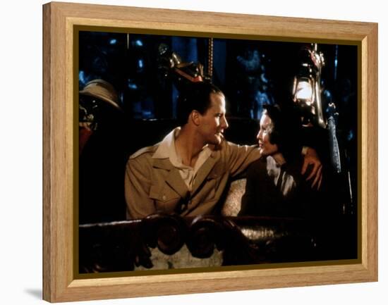 Jeff Daniels and Mia Farrow PURPLE ROSE OF CAIRO, 1985 directed by WOOD Y ALLEN (photo)-null-Framed Stretched Canvas