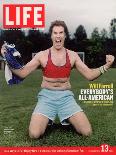 Comic Will Ferrell Outside in Freeway Park Doing a Bad Imitation of Brandi Chastain, May 13, 2005-Jeff Riedel-Laminated Photographic Print