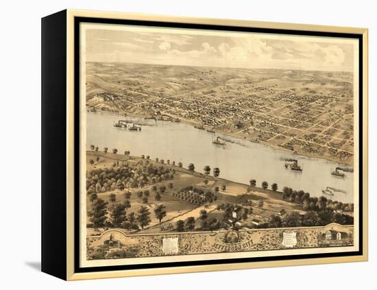 Jefferson City, Missouri - Panoramic Map-Lantern Press-Framed Stretched Canvas