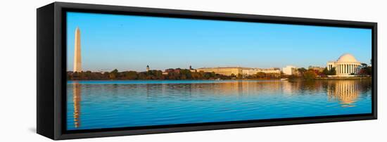 Jefferson Memorial and Washington Monument at Dusk, Tidal Basin, Washington Dc, USA-null-Framed Stretched Canvas