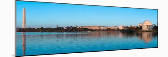 Jefferson Memorial and Washington Monument at Dusk, Tidal Basin, Washington Dc, USA-null-Mounted Photographic Print