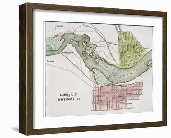 Jeffersonville, Indiana: Map-null-Framed Giclee Print