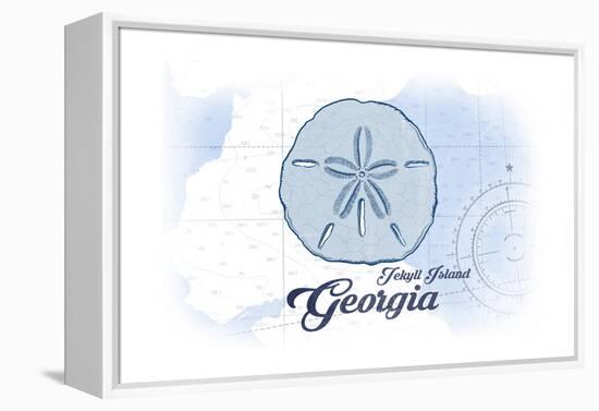 Jekyll Island, Georgia - Sand Dollar - Blue - Coastal Icon-Lantern Press-Framed Stretched Canvas