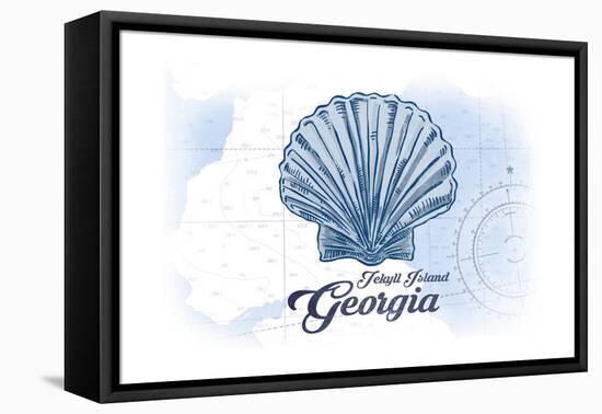 Jekyll Island, Georgia - Scallop Shell - Blue - Coastal Icon-Lantern Press-Framed Stretched Canvas