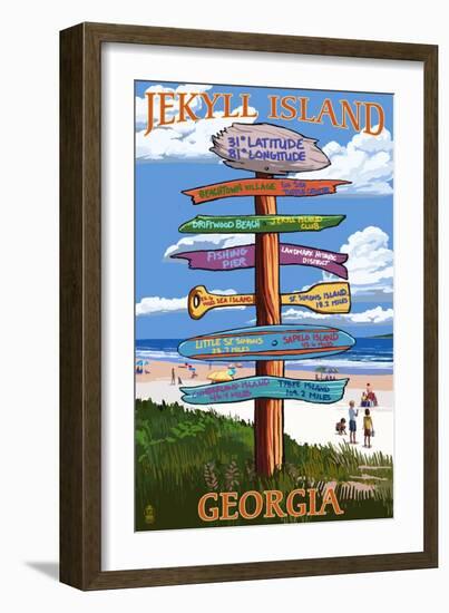 Jekyll Island, Georgia - Sign Destinations-Lantern Press-Framed Art Print