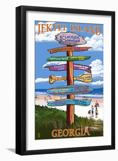 Jekyll Island, Georgia - Sign Destinations-Lantern Press-Framed Art Print