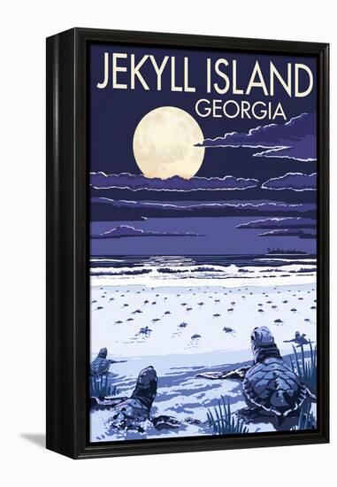 Jekyll Island, Georgia - Turtles Hatching-Lantern Press-Framed Stretched Canvas