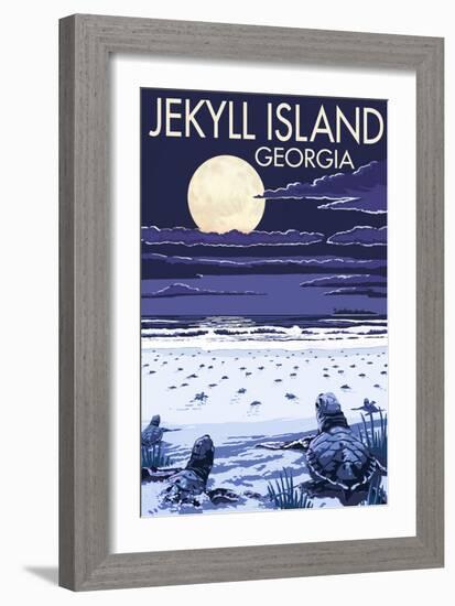 Jekyll Island, Georgia - Turtles Hatching-Lantern Press-Framed Premium Giclee Print