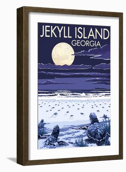 Jekyll Island, Georgia - Turtles Hatching-Lantern Press-Framed Premium Giclee Print