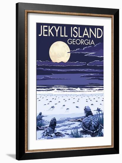 Jekyll Island, Georgia - Turtles Hatching-Lantern Press-Framed Premium Giclee Print
