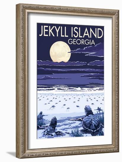 Jekyll Island, Georgia - Turtles Hatching-Lantern Press-Framed Art Print