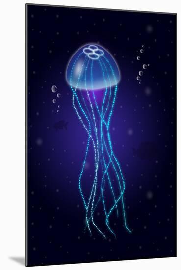 Jellyfish into the Blue-sognolucido-Mounted Art Print