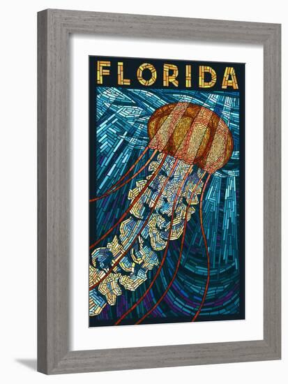 Jellyfish Paper Mosaic - Florida-Lantern Press-Framed Art Print