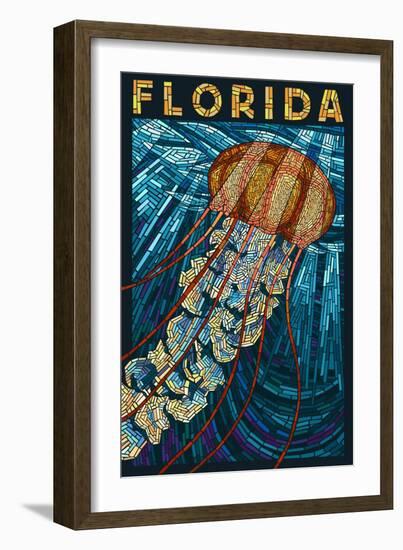 Jellyfish Paper Mosaic - Florida-Lantern Press-Framed Art Print