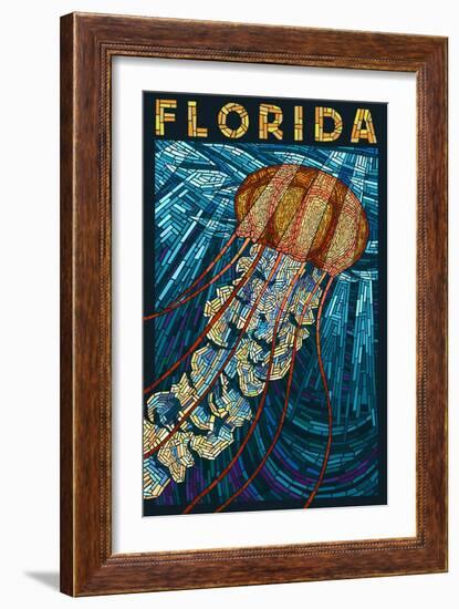 Jellyfish Paper Mosaic - Florida-Lantern Press-Framed Art Print