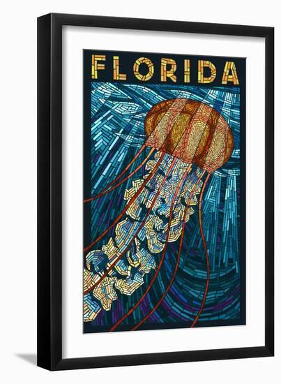 Jellyfish Paper Mosaic - Florida-Lantern Press-Framed Art Print