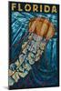 Jellyfish Paper Mosaic - Florida-Lantern Press-Mounted Art Print