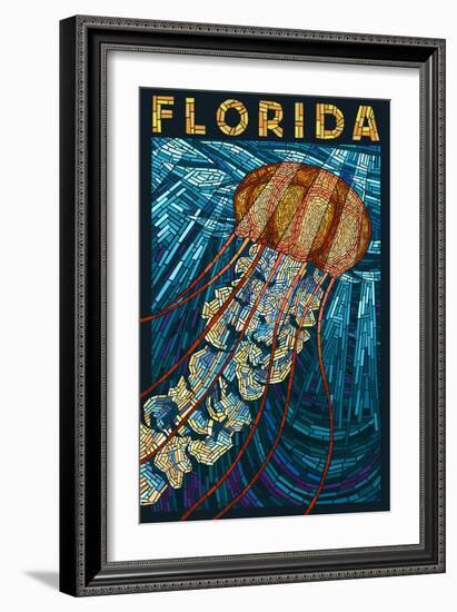 Jellyfish Paper Mosaic - Florida-Lantern Press-Framed Art Print