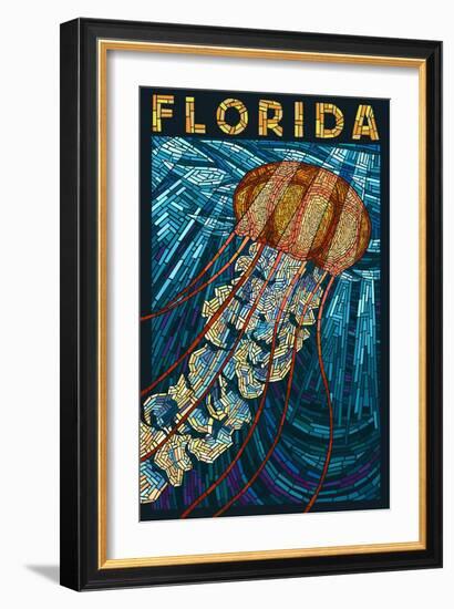 Jellyfish Paper Mosaic - Florida-Lantern Press-Framed Art Print