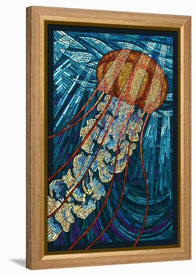 Jellyfish - Paper Mosaic-Lantern Press-Framed Stretched Canvas