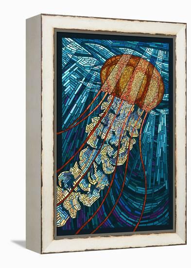 Jellyfish - Paper Mosaic-Lantern Press-Framed Stretched Canvas