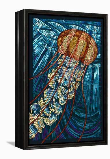 Jellyfish - Paper Mosaic-Lantern Press-Framed Stretched Canvas