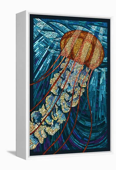 Jellyfish - Paper Mosaic-Lantern Press-Framed Stretched Canvas