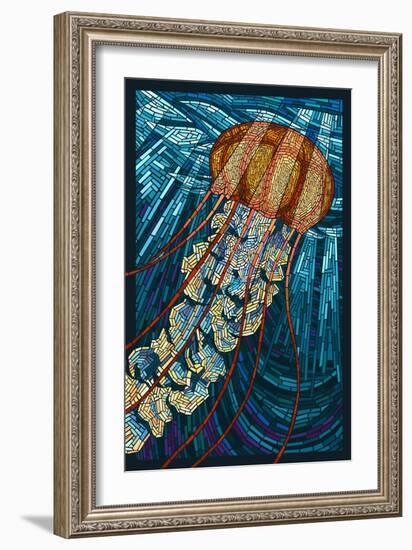 Jellyfish - Paper Mosaic-Lantern Press-Framed Art Print